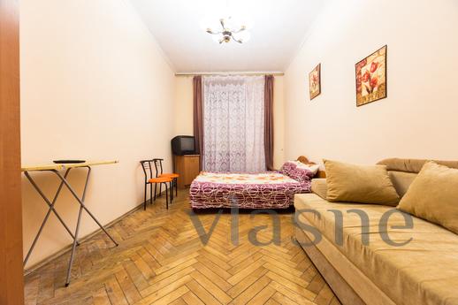 The apartment is located in the heart of the city. Five minu